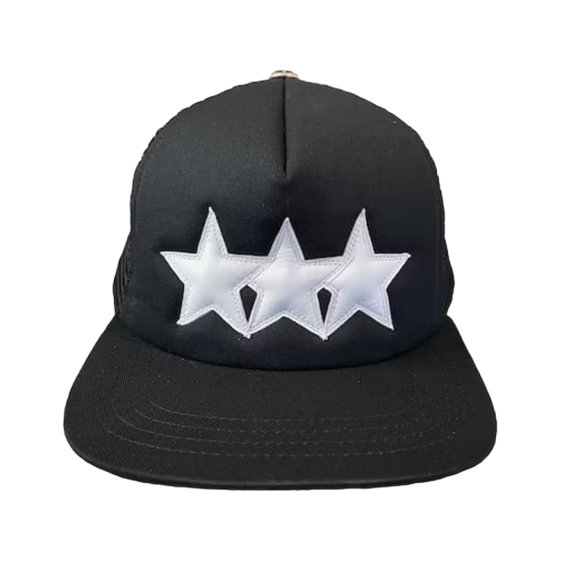 크롬하츠 레더 스타 트러커햇 블랙 화이트