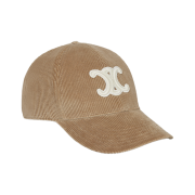 (W) Celine Triomphe Baseball Cap in Corduroy Camel