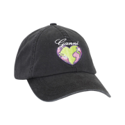 Ganni Black Graphic Cap Phantom