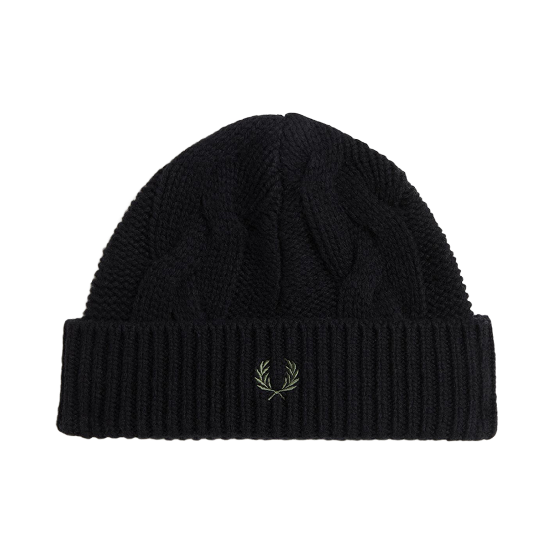 CFPU2438135-102 Fred Perry Lambswool Cable Beanie Black