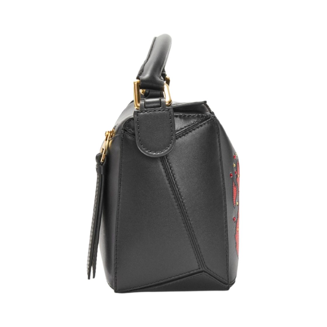 로에베 x 하울의 움직이는 성 캘시퍼 스몰 퍼즐백 사틴 카프스킨 크리스탈 블랙(Loewe x Howl's Moving Castle Calcifer Small Puzzle Bag in Satin Calfskin and Crystal Black) - 3