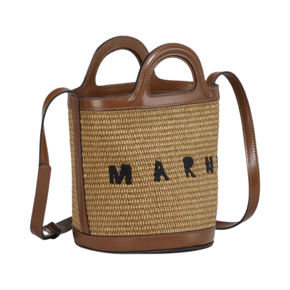 마르니 레더 & 라피아 트로피칼리아 스몰 버킷백 로우 시에나(Marni Leather & Raffia Tropicalia Small Bucket Bag Raw Sienna) - 2