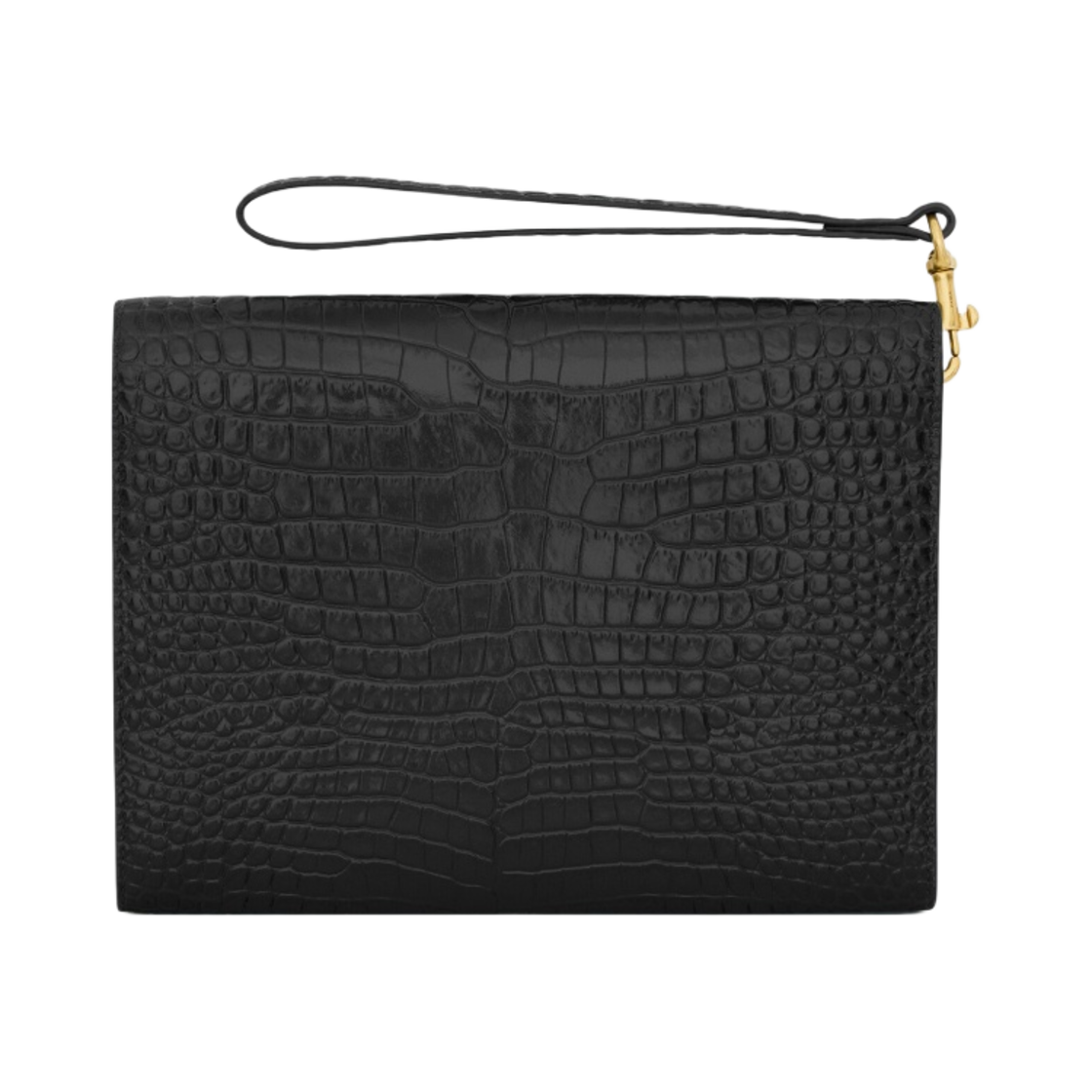 생로랑 샤이니 크로커다일 엠보스 레더 카산드라 플랩 파우치 블랙(Saint Laurent Cassandre Flap Pouch in Shiny Crocodile Embossed Leather Black) - 2