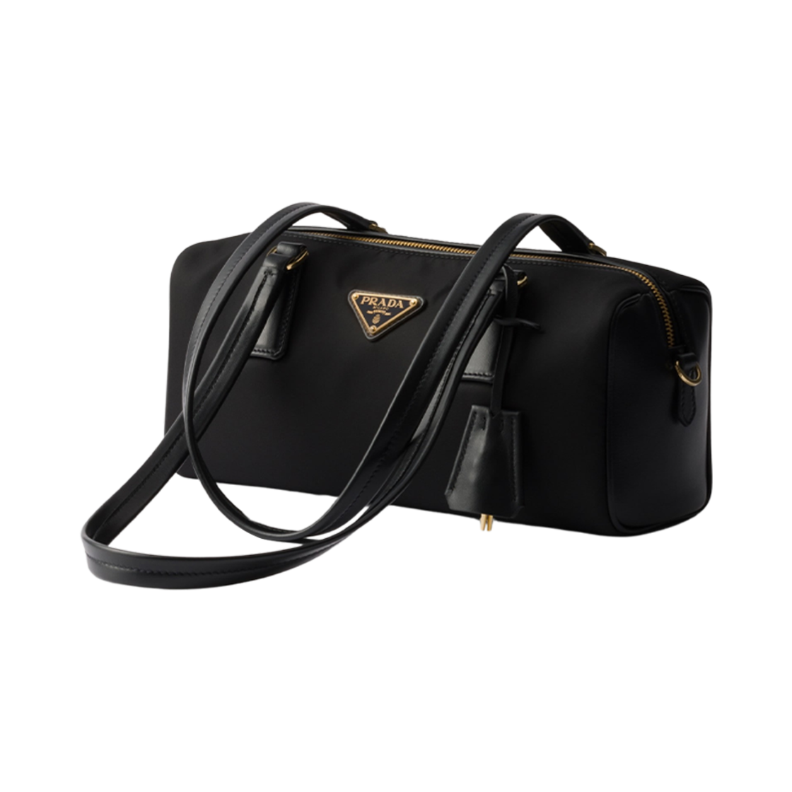 프라다 리나일론 앤 레더 미디움 탑 핸들 백 패드락 블랙(Prada Re-Nylon and Leather Medium Top-Handle Bag with Padlock Black) - 3