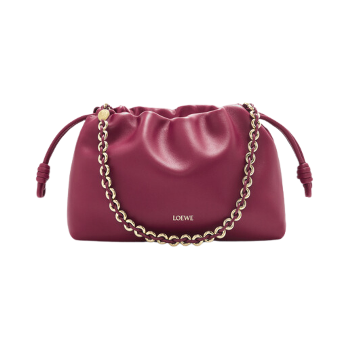 로에베 미디움 플라멘코 퍼스 백 인 멜로우 나파 램스킨 크림슨(Loewe Medium Flamenco Purse Bag In Mellow Nappa Lambskin Crimson)