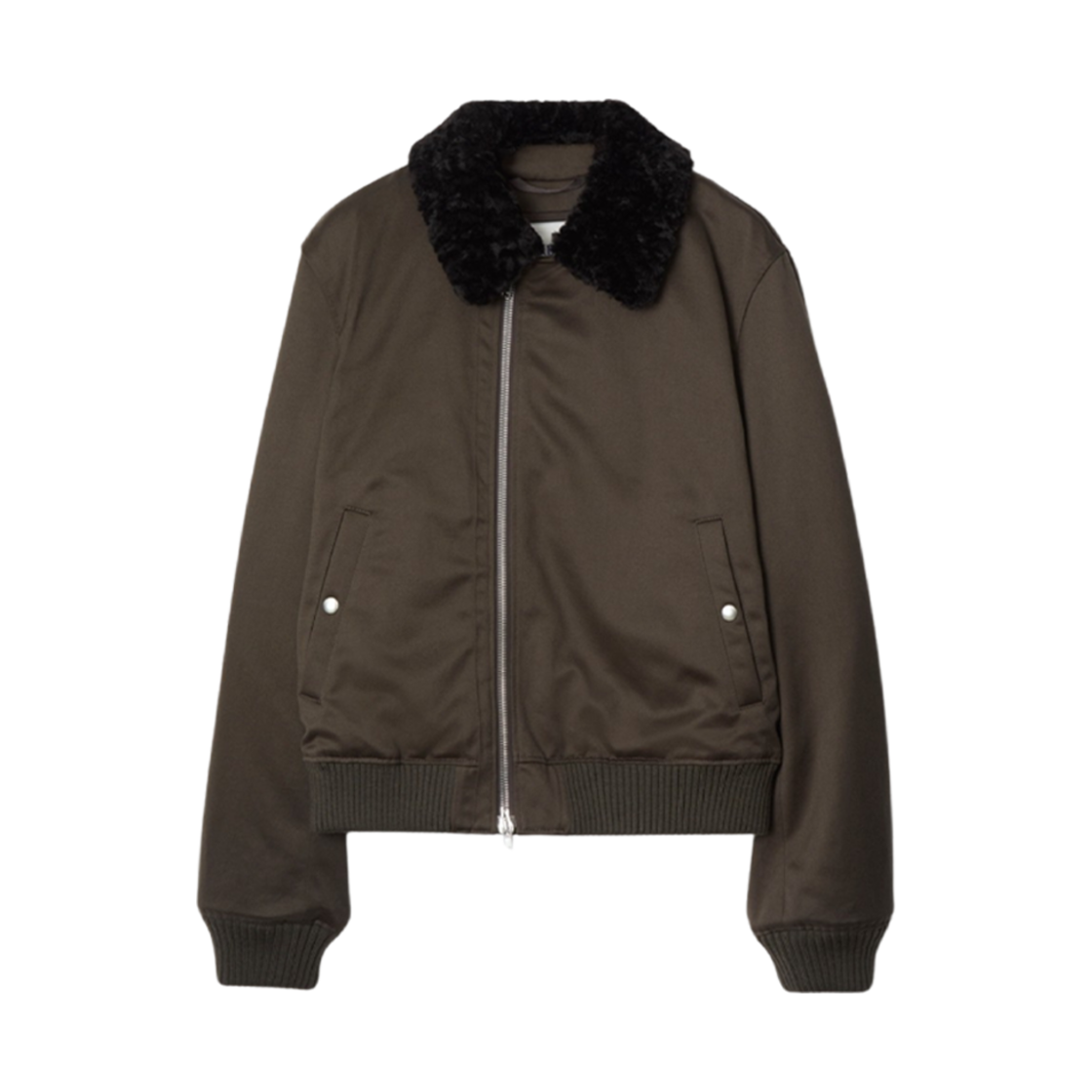 버버리 시어링 칼라 코튼 봄버 자켓 오터(Burberry Shearling Collar Cotton Bomber Jacket Otter) - 1