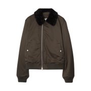 Burberry Shearling Collar Cotton Bomber Jacket Otter