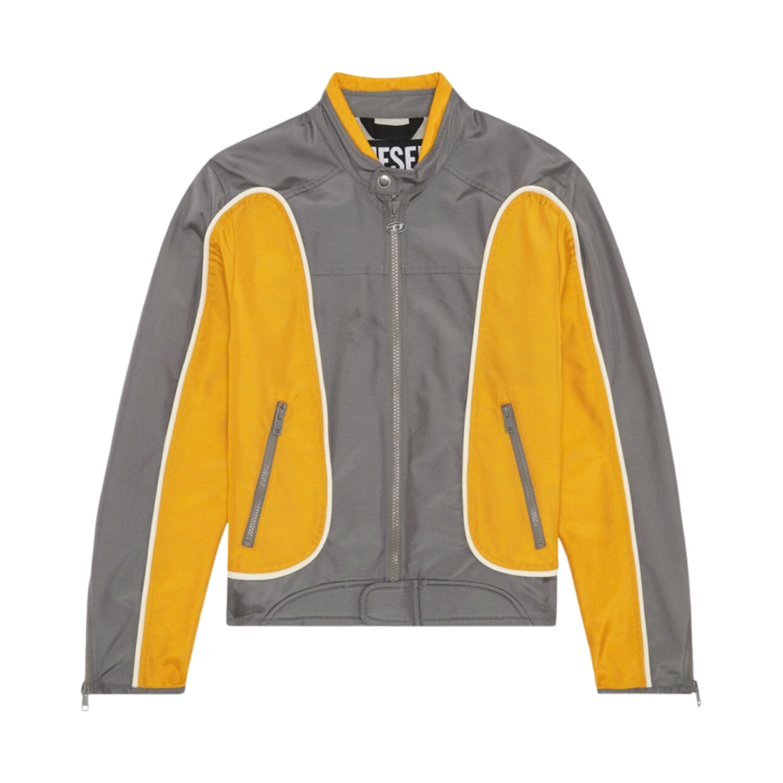 디젤 J-블링크 컬러블록 나일론 바이커 자켓 그레이 옐로우(Diesel J-Blink Biker Jacket in Colour-Block Nylon Grey Yellow) - 1