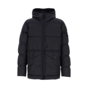 Stone Island 40723 Crinkle Reps Hooded Down Jacket Navy Blue - 24FW