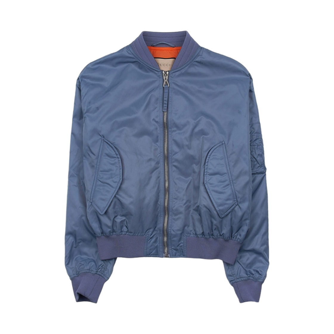 759627-ZAON8-4835 Gucci Printed Nylon Bomber Jacket Light Blue