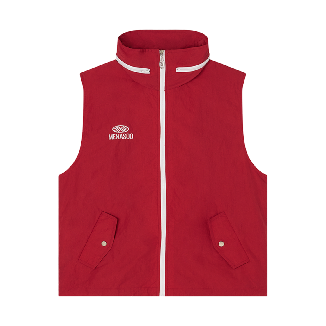 VT-HD-HIN-RD Menasoo Highneck Hood Vest Red