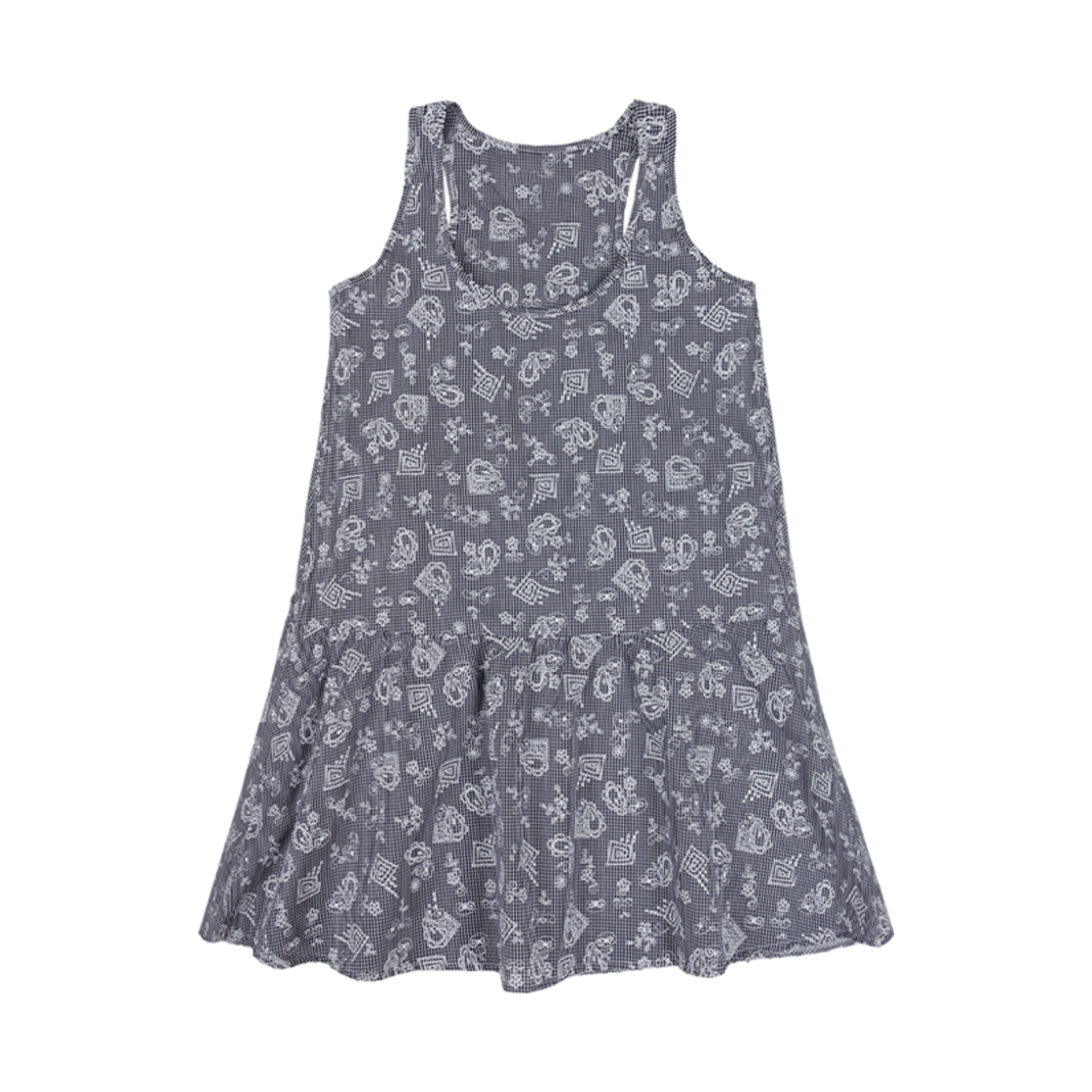 (W) ROMANTIC GINGHAM HOME SLIP DRESS BLACK Foli Women Romantic Gingham Home Slip Dress Black