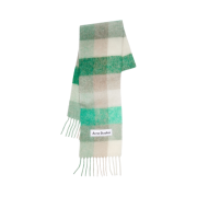 Acne Studios Mohair Check Muffler Green Grey