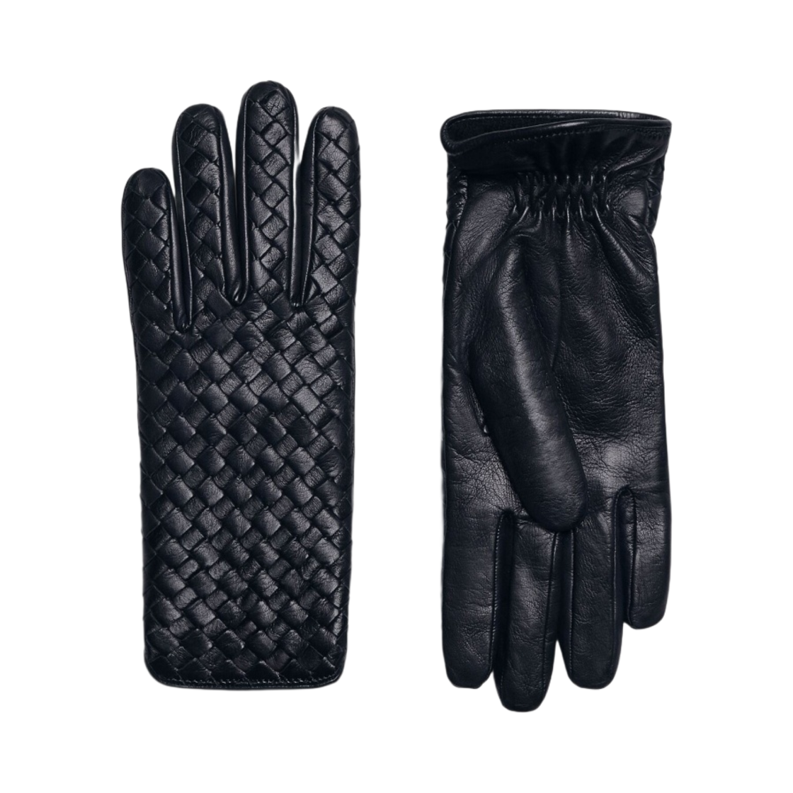 (W) 보테가 베네타 인트레치아토 레더 글러브 어비스((W) Bottega Veneta Intrecciato Leather Gloves Abyss) - 1