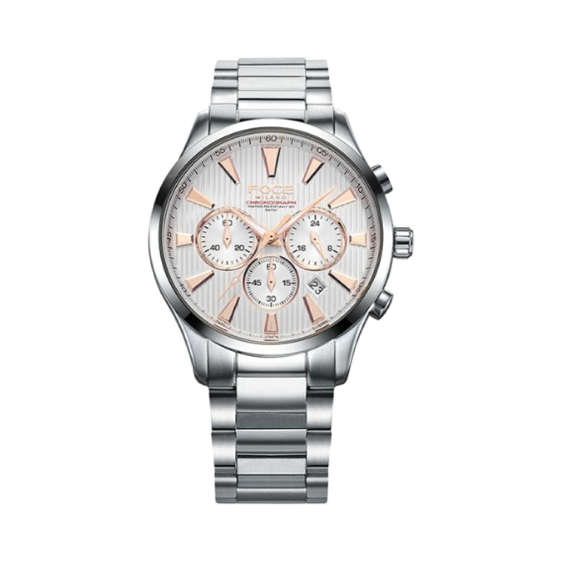 포체 43mm 크로노그래프 메탈 워치 화이트(Foce 43mm Chronograph Metal Watch White)