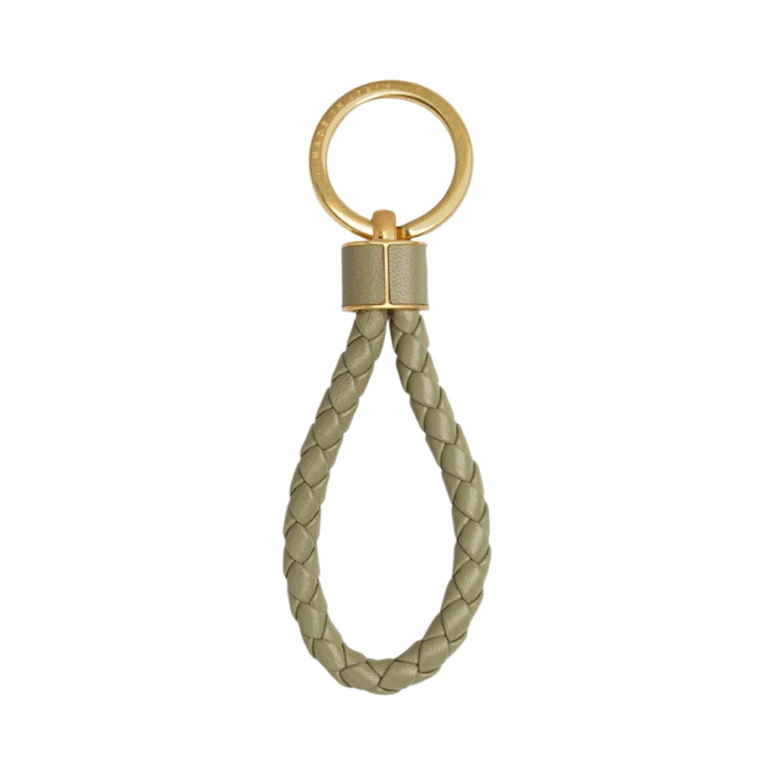 651820V0HW12916 Bottega Veneta Leather Keyring Travertine - 대표 이미지 #1