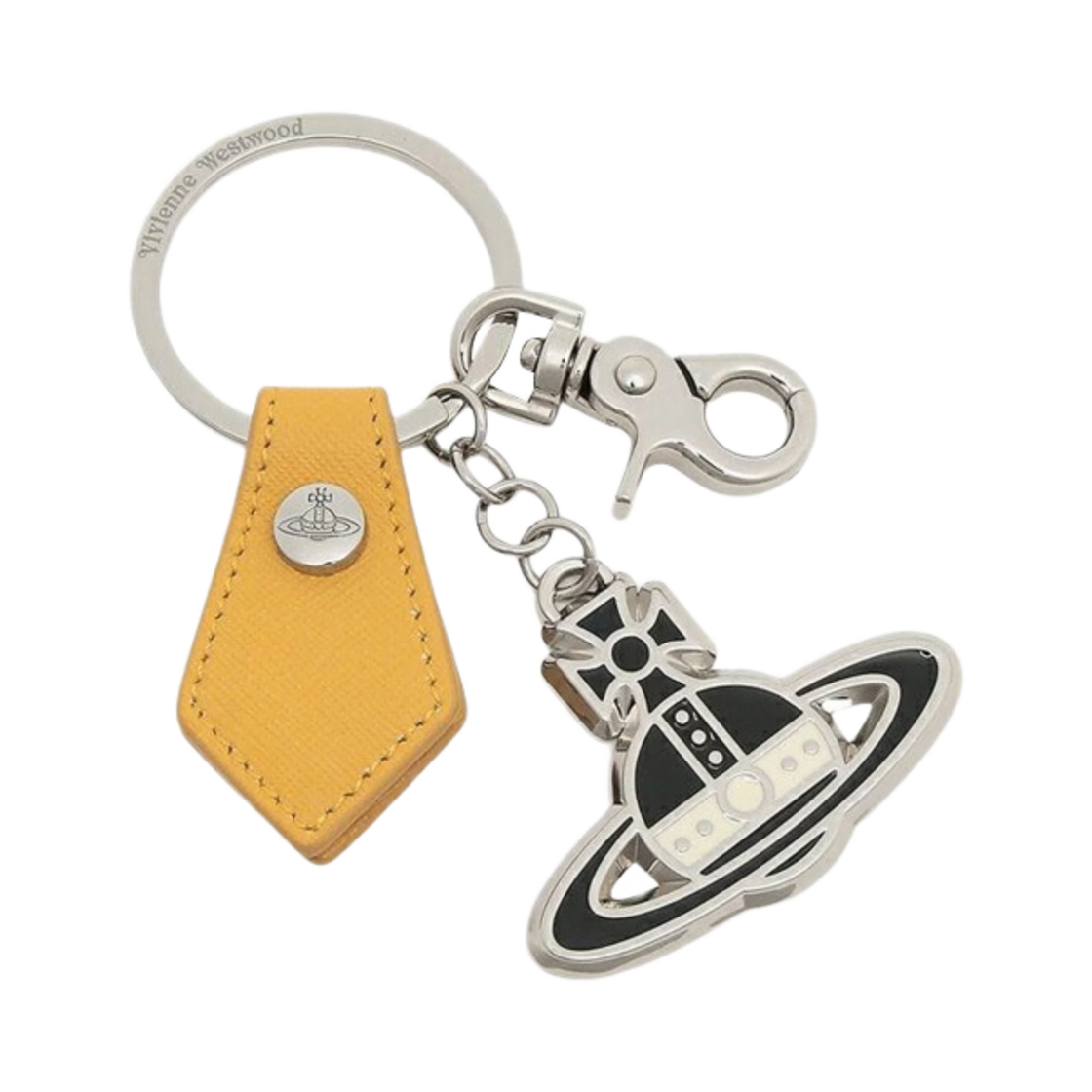 비비안 웨스트우드 사피아노 블랙 앤 화이트 키링 옐로우(Vivienne Westwood Saffiano Black and White Keyring Yellow) - 1