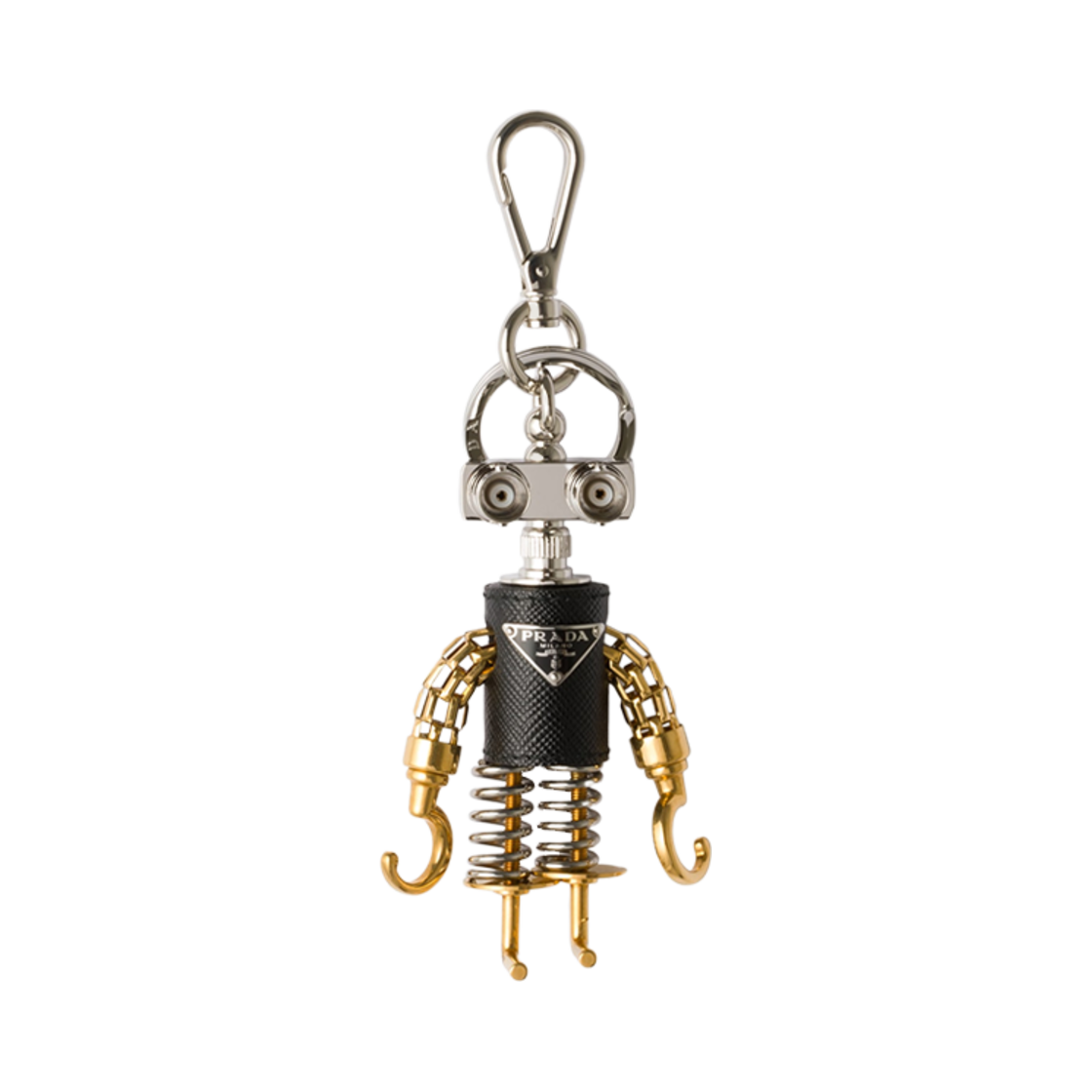 2TR103-EGQ-F0H76 Prada Robot Saffiano Leather Bag Charm Steel Black