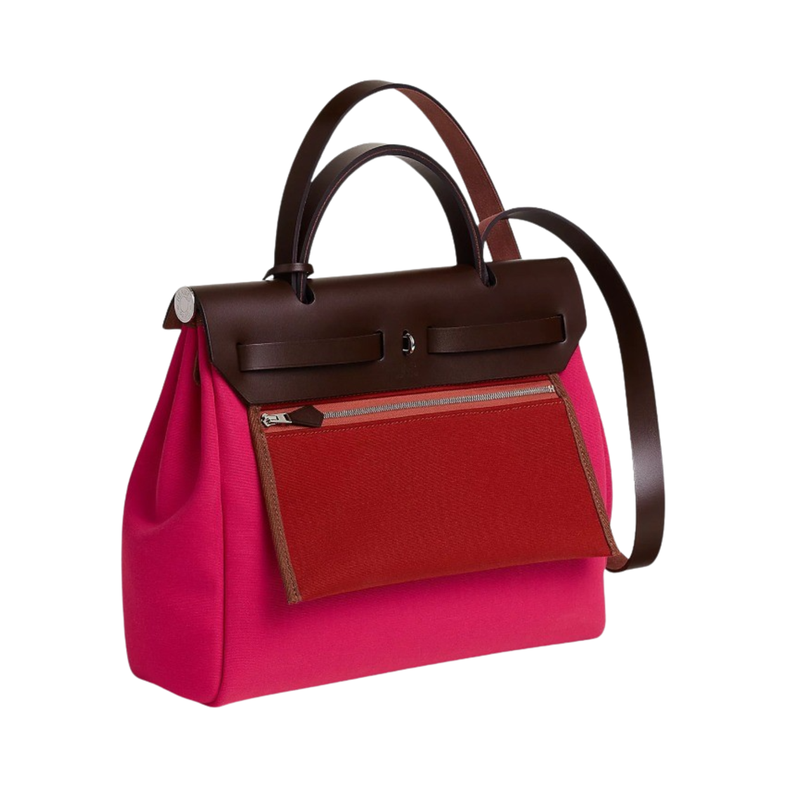 H082268CKBG Hermes Herbag Zip 31 Verso Bag Retourne Canvas & Palladium Rose Extreme Rouge Venitien Rouge Sellier - #3