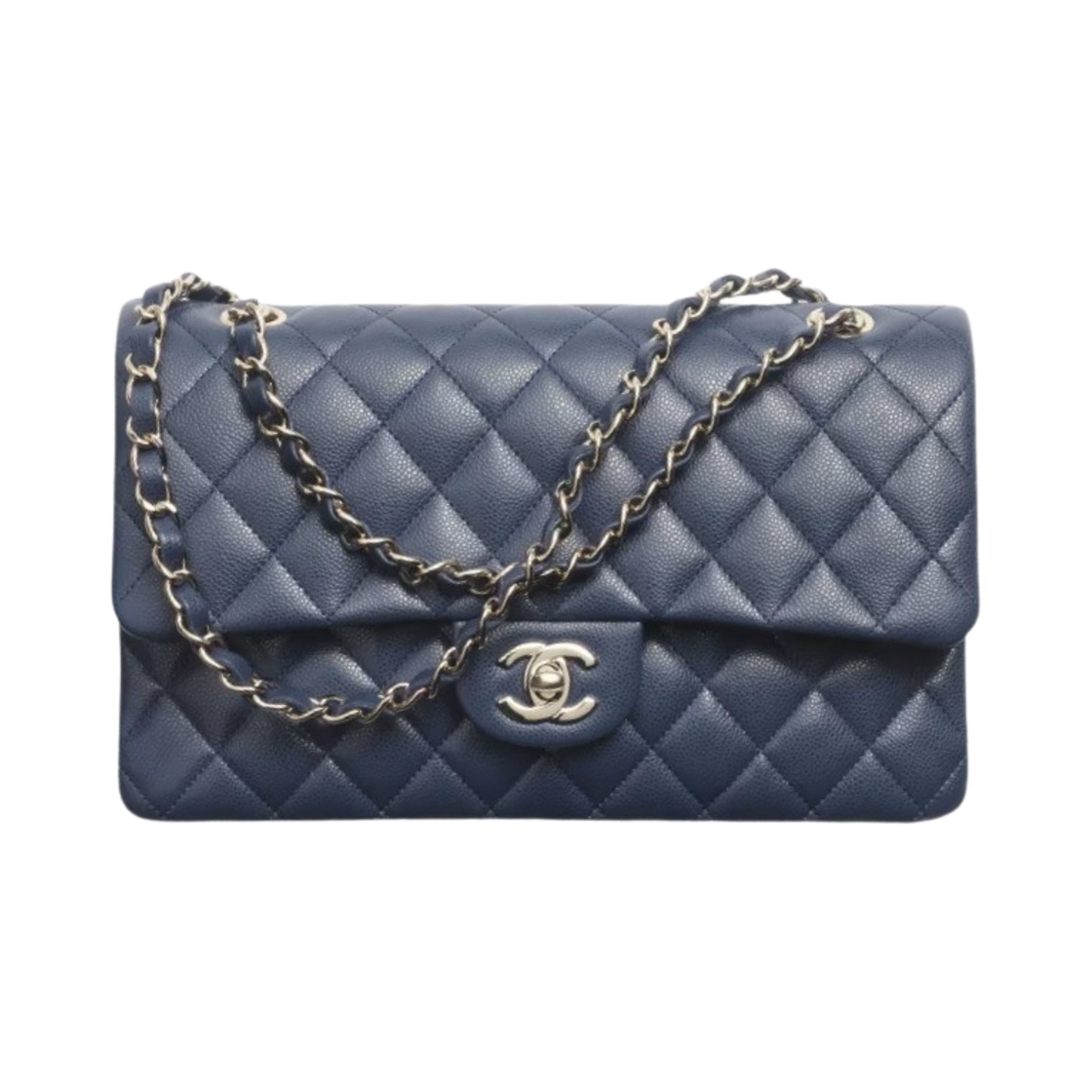 샤넬 클래식 11.12 핸드백 그레인드 샤이니 램스킨 & 골드 메탈 다크 블루(Chanel Classic 11.12 Handbag Grained Shiny Calfskin & Gold Dark Blue) - 1
