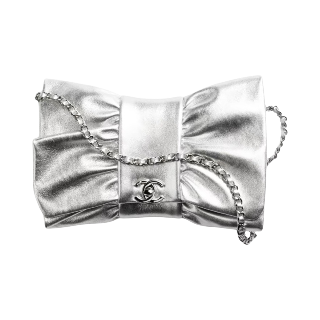 AS5129-B17655-NZK51 Chanel Clutch Metallic Lambskin & Silver Silver - 대표 이미지 #1