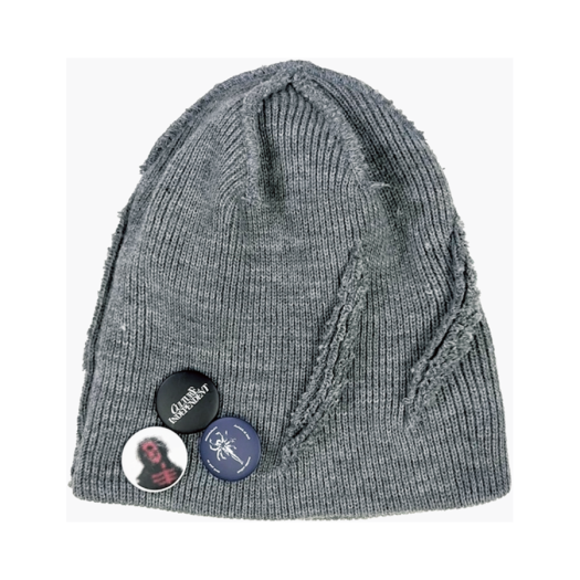 25-AC001 GR Resurrection13 Incision Badge Beanie Grey