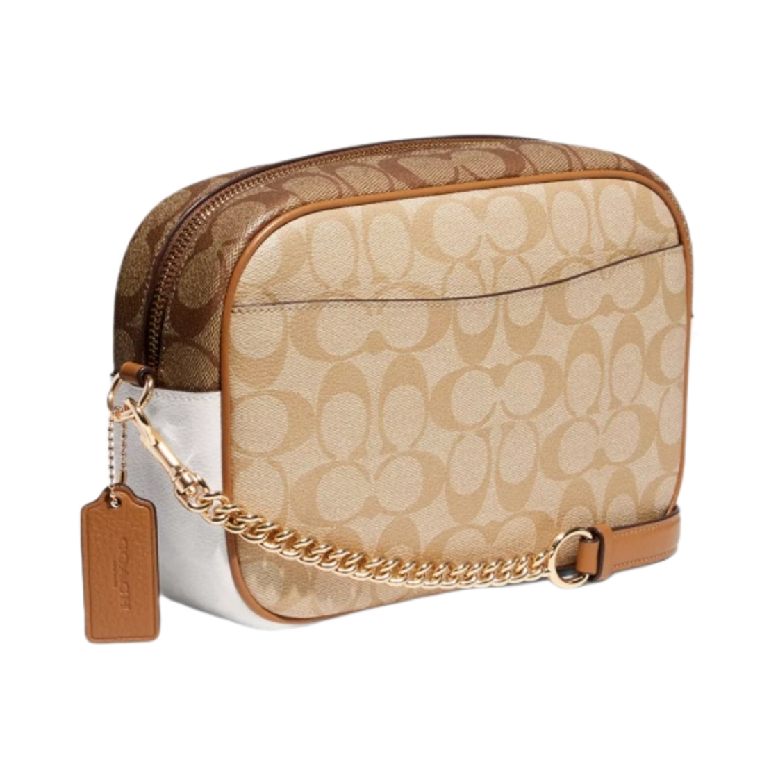 코치 시그니처 캔버스 제이미 카메라백 블록 골드 라이트 카키 초크 멀티(Coach Jamie Camera Bag Blocked in Signature Canvas Gold Light Khaki Chalk Multi) - 3
