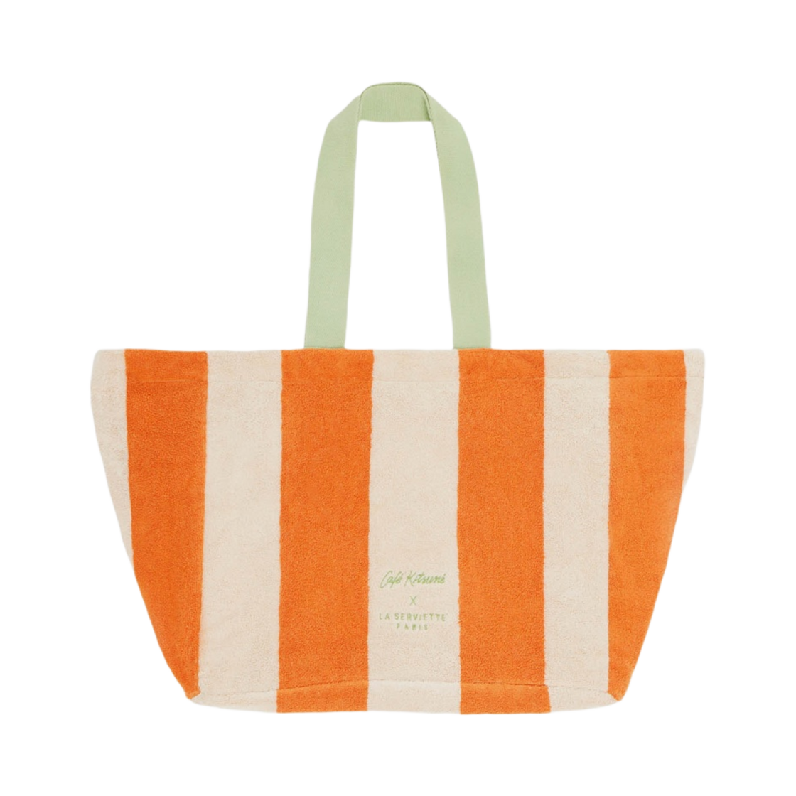 메종 키츠네 스트라이프 비치 백 오렌지(Maison Kitsune Striped Beach Bag Orange) - 1