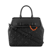 Louis Vuitton Steamer Tote Debossed Monogram Motif Black