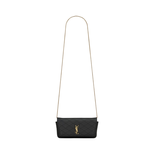 Saint Laurent Gaby Phone Holder in Quilted Leather Black