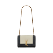 Saint Laurent Small Kate in Smooth and Shiny Leather Off White Black