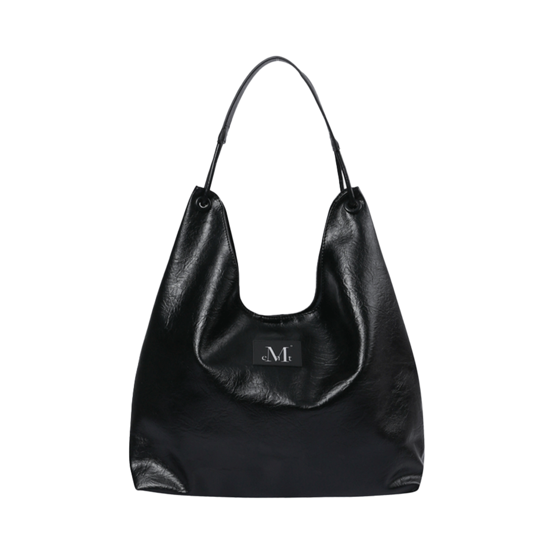 P00000WI_01 MUCENT Kaez Double Line Eyelet Leather Shoulder Bag Black