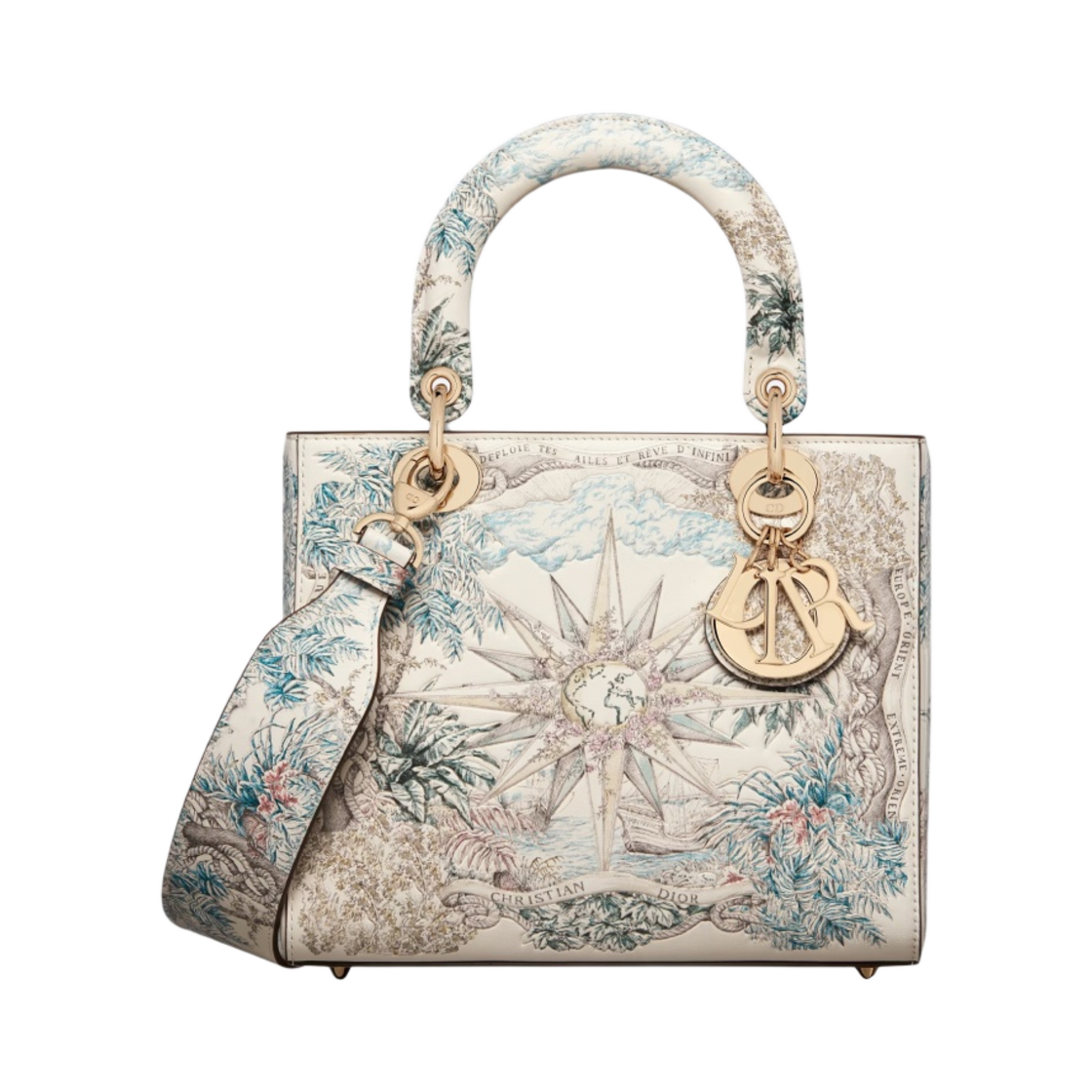 디올 미디움 레이디 백 스발조 카프스킨 레브 딘피니 모티프 화이트 멀티컬러(Dior Medium Lady Bag Sbalzo Calfskin Rêve D'infini Motif White Multicolor) - 1