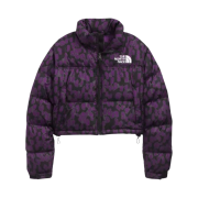 (W) The North Face Print Nuptse Short Jacket Gravity Purple Leopard Print