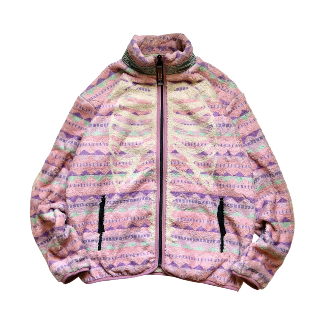 캐피탈 애슐랜드 스트라이프 앤 본 플리스 집 블루종 핑크(Kapital Ashland Stripe & Bone Fleece Zip Blouson Pink)