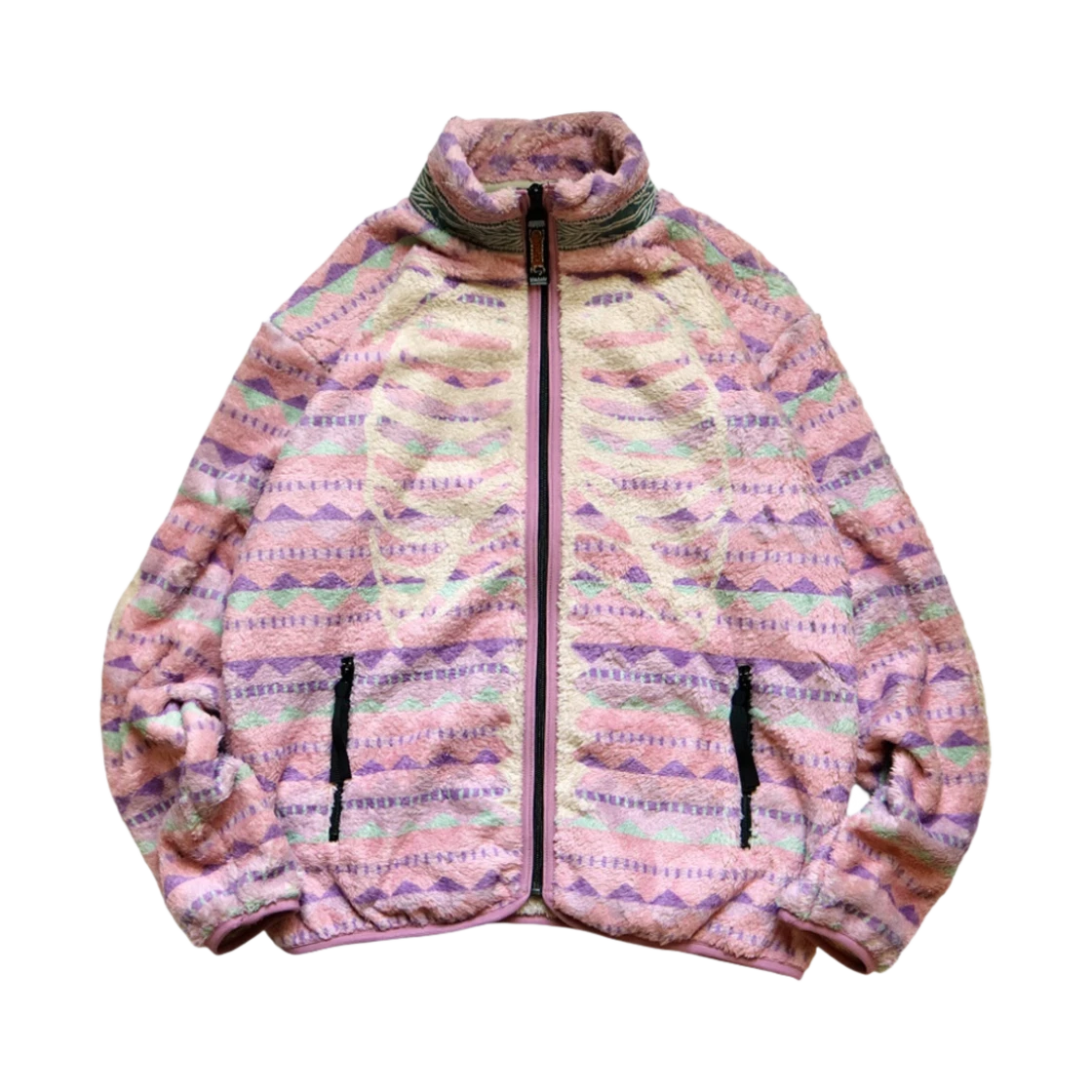Kapital Kapital Ashland Stripe & Bone Fleece Zip Blouson Pink