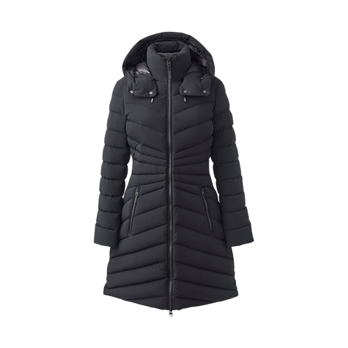 (W) 맥카지 카메아 STR 스트래치 라이트 다운 자켓 리무버블 후드 블랙((W) Mackage Camea-STR Stretch Light Down Jacket With Removable Hood Black)