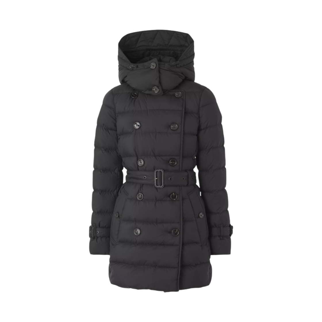(W) 버버리 디테처블 후드 퍼퍼 코트 블랙((W) Burberry Detachable Hood Puffer Coat Black)