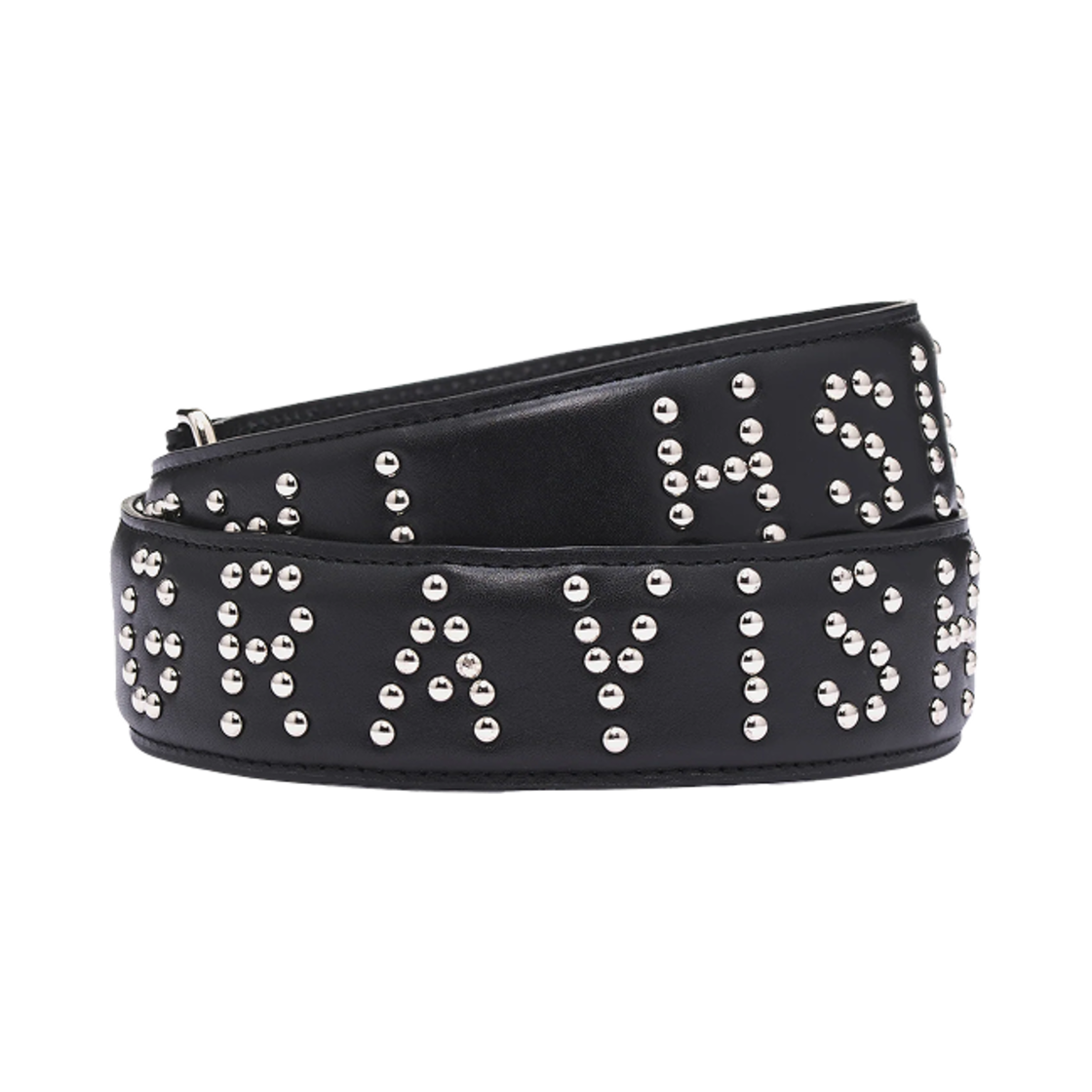 M25K6-OJ010 Masu Slogan Leather Strap Black - 25SS