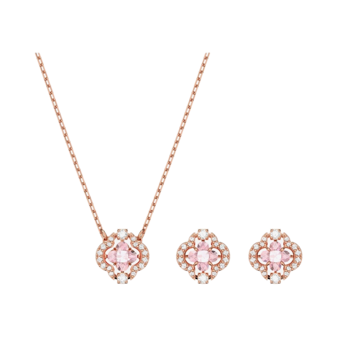 (W) 스와로브스키 스파클링 댄스 세트 핑크 로즈 골드 플래팅((W) Swarovski Sparkling Dance Set Pink Rose Gold Plated)