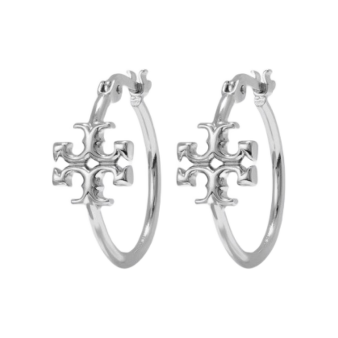 (W) 토리버치 엘리노어 스몰 후프 이어링 토리 실버((W) Tory Burch Eleanor Small Hoop Earring Tory Silver) - 1