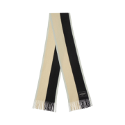 Open Yy Fringe Stripe Muffler Cream