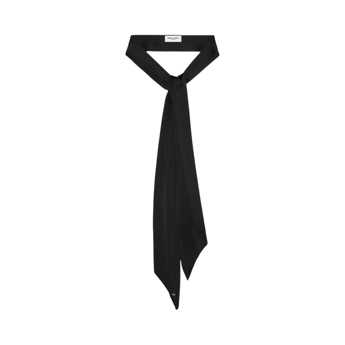 (W) 생로랑 숏 라발리에르 스카프 실크 사틴 블랙((W) Saint Laurent Short Lavalliere Scarf in Silk Satin Black) - 1