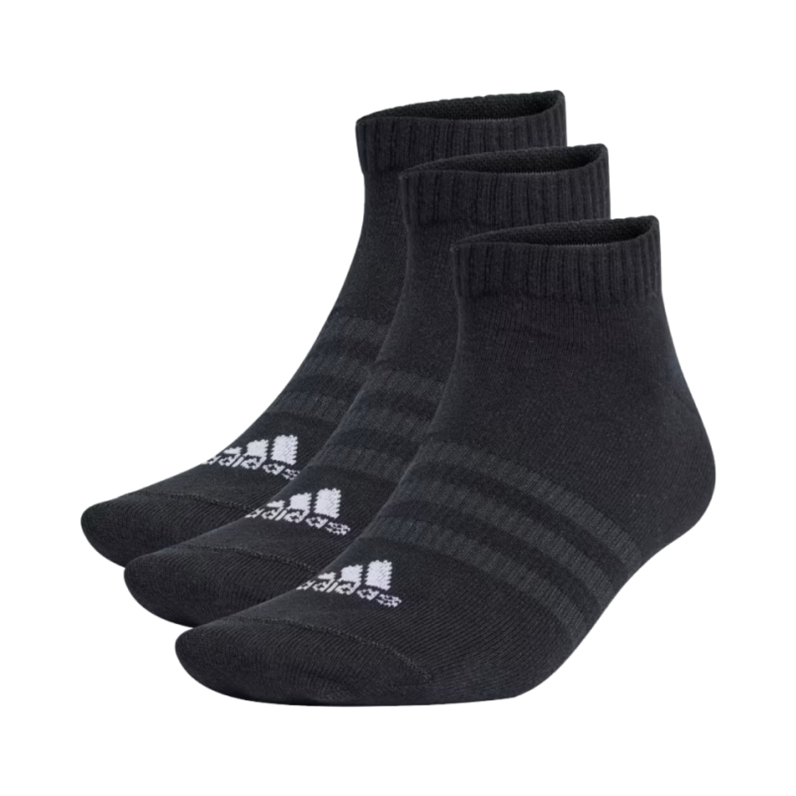 아디다스 씬 앤 라이트 스포츠웨어 로우컷 삭스 블랙 화이트 (3개입)(Adidas Thin and Light Sportswear Low Cut Socks Black White (3 Pack)) - 1