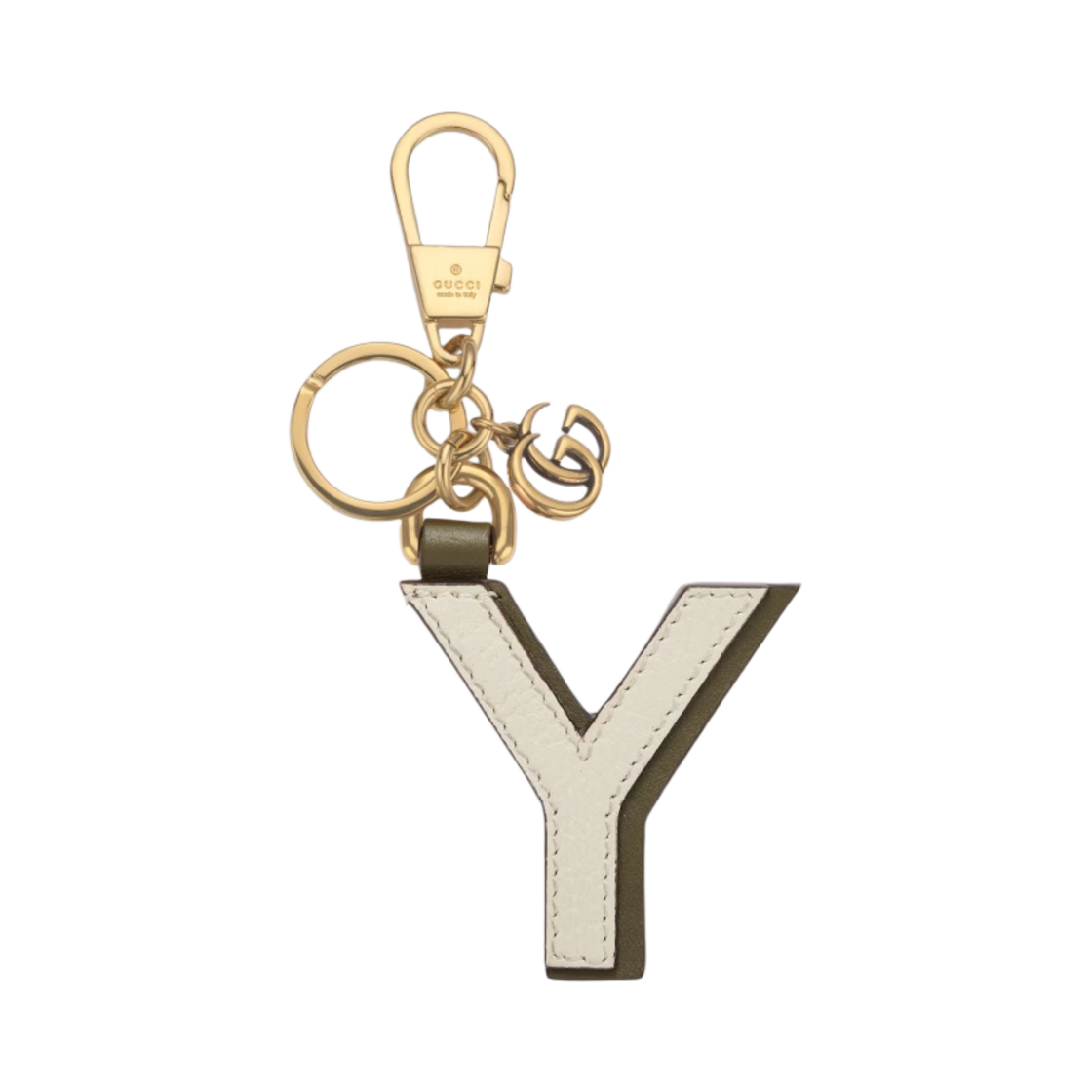 구찌 레터 Y 키체인 화이트 그린 레더(Gucci Letter Y Keychain White Green Leather) - 1