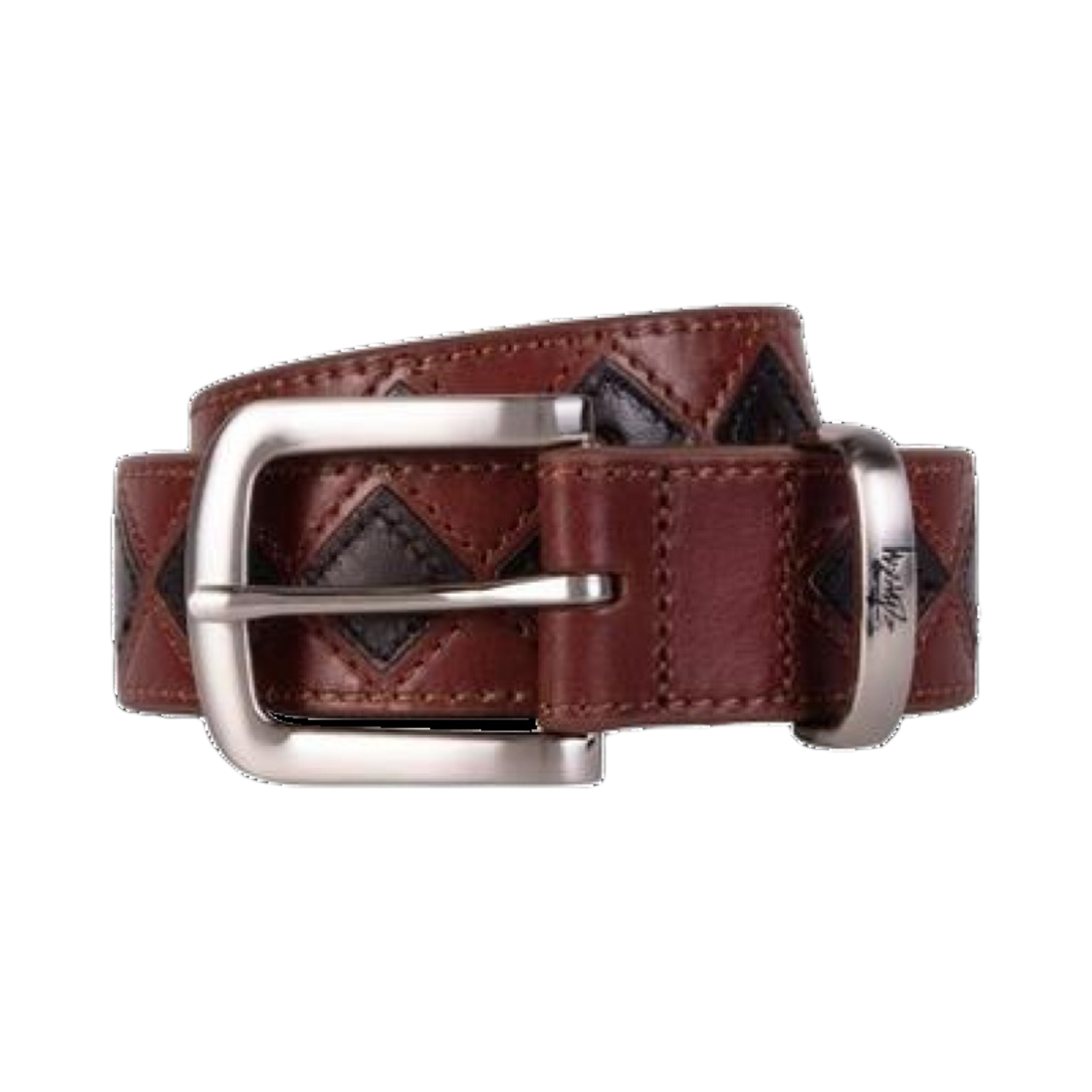 스투시 아가일 스티치 레더 벨트 브라운(Stussy Argyle Stitch Leather Belt Brown) - 1