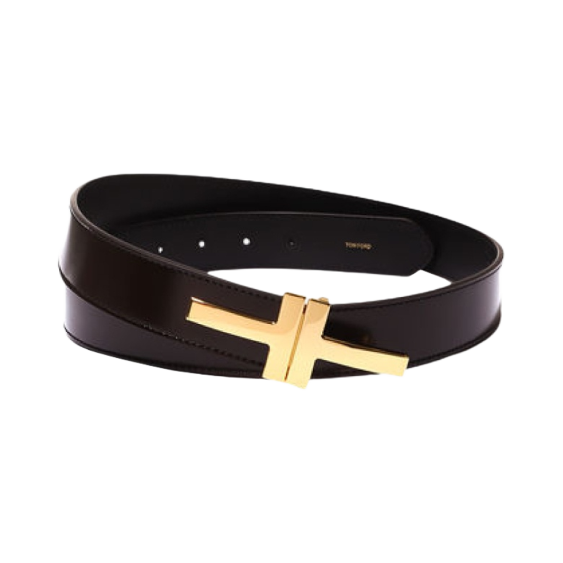 TB252-LCL052G-1B009 Tom Ford Smooth Leather Double T Belt Coffee