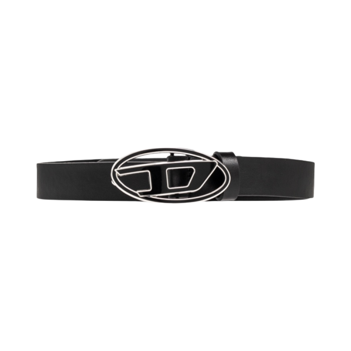 (W) 디젤 B-1DR 25 레더 벨트 에나멜 버클 블랙((W) Diesel B-1DR 25 Leather Belt with Enamelled Buckle Black)