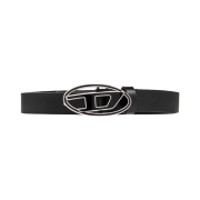(W) Diesel B-1DR 25 Leather Belt with Enamelled Buckle Black