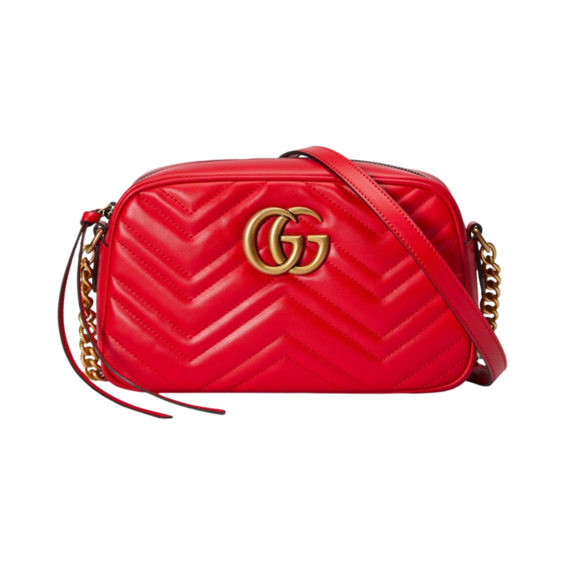 구찌 GG 마몽 마틀라세 스몰 숄더백 레드 레더(Gucci GG Marmont Matelasse Small Shoulder Bag Red Leather) - 1